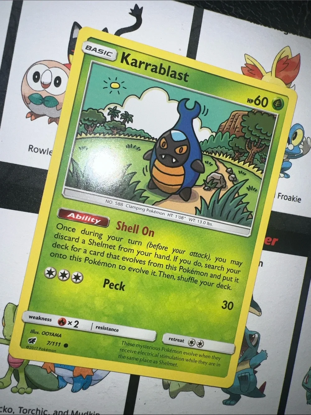 Pokemon Karrablast Yellow Green Illustrated Trading Card